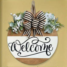 Welcome Door Wreath Front Door Sign Front Door Decoration Wreath Housewarming Gift Home Decoration Round Wooden Board Wreath