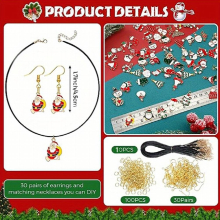 170 340pcs Christmas Jewelry Set For Jewelry Making With 30 50 Christmas Charms 30 50 Ear Hooks 10 20 Ropes 100 220 Jump Rings For Necklace Bracelet E