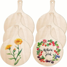 6pcs Mini Wooden Cutting Board Craft With Handle Wooden Chopping Board Round Charcuterie Boards Mini Cheese Board Rustic Paddle For Christmas DIY Serv