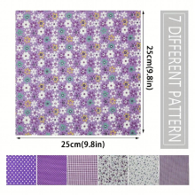 7pcs 24 89 24 Purple Printed Quilted Square Cotton Fabric Bundles For Handmake DIY Patch Sewing Scrapbooks Flower Cloth