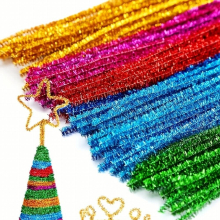 100pcs Glitter Strips For Craft Supplies Chenille Stems Pipe For Art Fuzzy Glitter Pipe Strips For DIY Creative Crafts Decorations