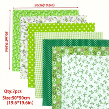 7pcs 49 78 49 Green Floral Square Quilted Quarter Cotton Fabric DIY Patched Sewing Clip Fabric Flower Cloth