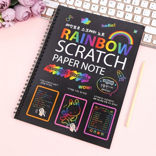 10pcs Large Size Scratch Painting Coloring Book For Children