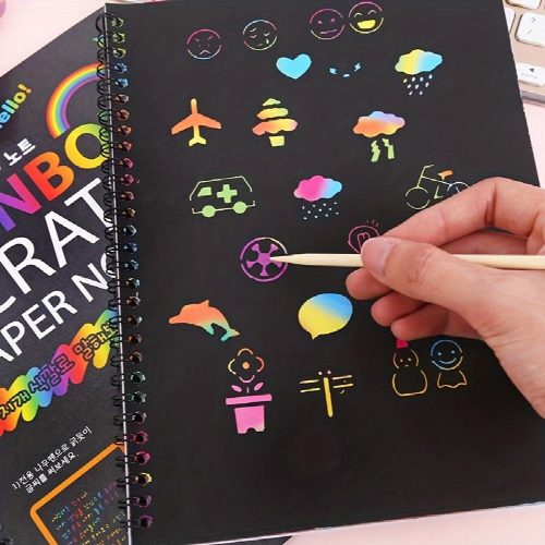 10pcs Large Size Scratch Painting Coloring Book For Children 1