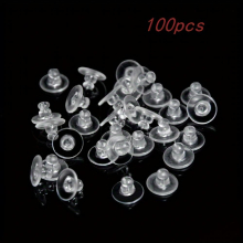 100pcs Earring Backing Plastic Earring Strap Pad Plastic Earring Back Replacement Soft Jewelry Accessories
