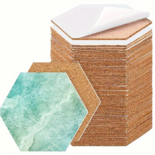 10 Pieces Of Cork Coasters With Self adhesive Hexagonal Cork Tile Lining Natural Coasters Suitable For Coaster Wall Decoration And DIY Crafts