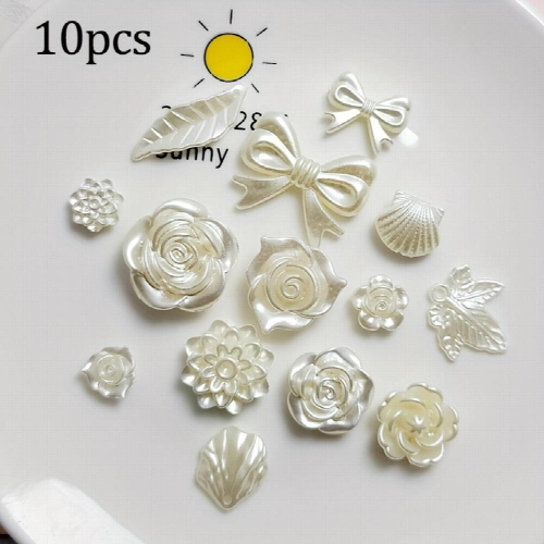 10 Pcs Cream Flat Back Cabochons For Phone Case Decorations & Jewelry Making 2