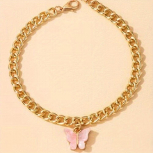 Beach Vacation Style Acrylic Butterfly Pendant Alloy Single Layer Ankle For Women Favorite For Girls Style Beach Anklet Bracelet
