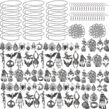 220 110pcs Halloween Charms Pendant DIY Set With Adjustable Silvery Bracelet For Craft Jewelry Making Holiday