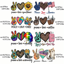 8pcs Iron On Decals for Clothing Add Peace Love and Coffee to Your T Shirt with DIY Heat Transfer Stickers