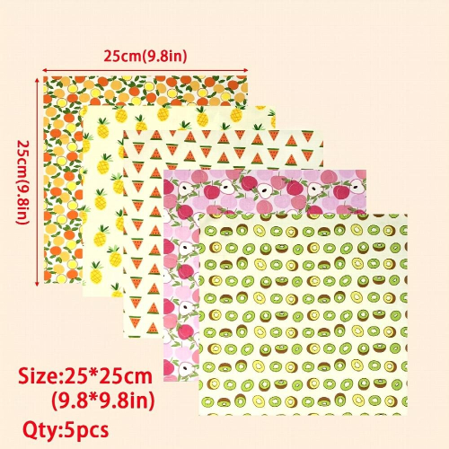 5pcs 24 89 24 Fruit Pattern Printed Square Fabric Patchwork Quilted DIY Sewn Clothing And Crafts 1