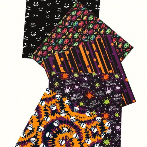 5pcs 24 89 24 Halloween Pattern Polyester Square Printed Quilted Fabric DIY Sewing Patch Handicraft Production