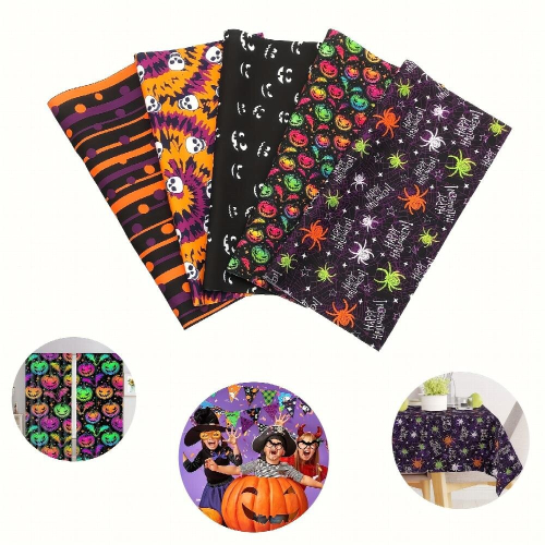 5pcs 24 89 24 Halloween Pattern Polyester Square Printed Quilted Fabric DIY Sewing Patch Handicraft Production 1