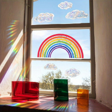 Rainbow Dandelion Small Daisy Butterfly Lotus Mermaid Sunlight Colorful Double sided Static Window Sticker