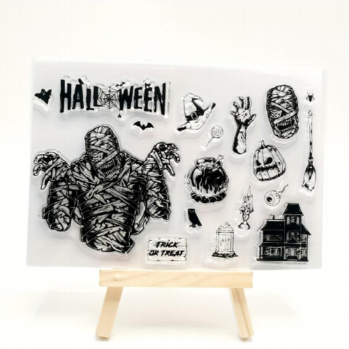1pc Halloween Element Zombie DIY Painting Tool Transparent Silicone Stamp 2
