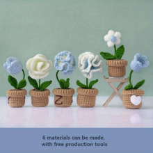 1pc DIY Mini Potted Flower Bouquet Yarn Flower Yarn Handwoven Flower Material Wrapped Flower Simulated Flower Decoration Creative Gift