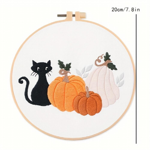1pc Halloween Cat ghost bat witch pumpkin Embroidery DIY Material Kit 2