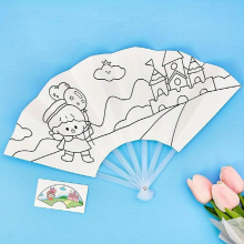 DIY Painting Graffiti Seven fold Fan Cartoon Coloring Folding Fan Party Game Puzzle Hand painted Fan