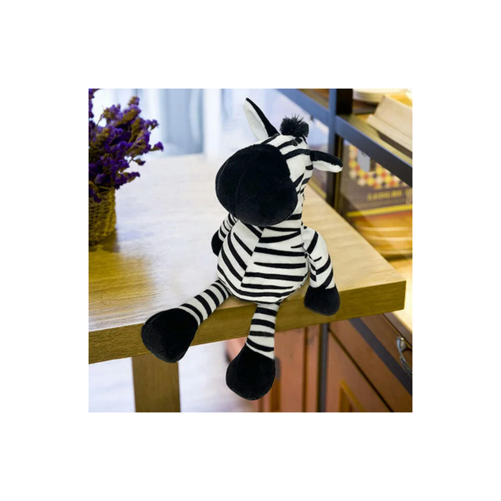 (25cm, zebra) 25cm Stuffed Lifelike Lion Tiger Elephant Monkey Leopard Giraffe Raccoon Doll Simulation Forest Animals Plush Toys for Kids Gift