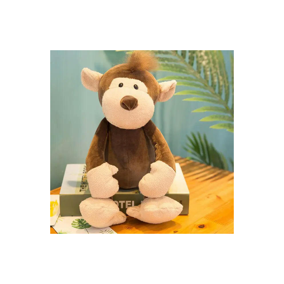 (25cm, monkey) 25cm Stuffed Lifelike Lion Tiger Elephant Monkey Leopard Giraffe Raccoon Doll Simulation Forest Animals Plush Toys for Kids Gift