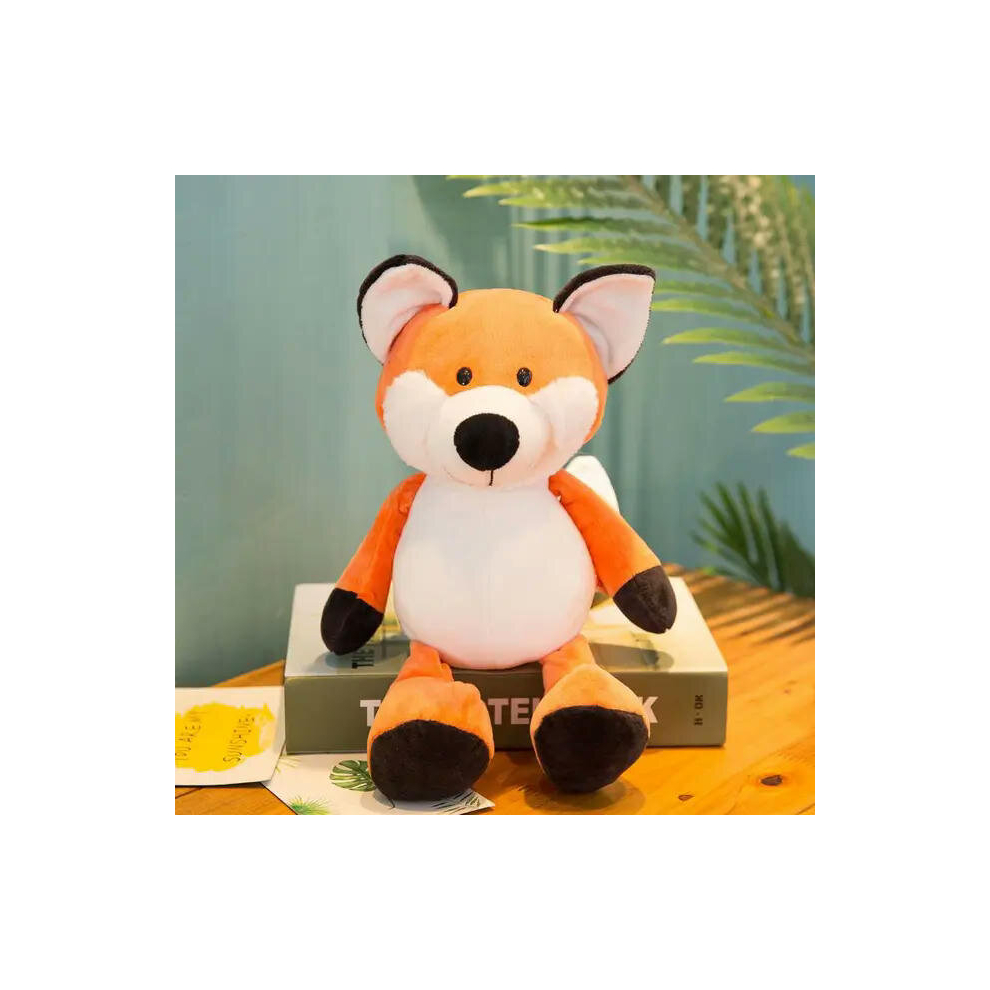 (25cm, fox) 25cm Stuffed Lifelike Lion Tiger Elephant Monkey Leopard Giraffe Raccoon Doll Simulation Forest Animals Plush Toys for Kids Gift