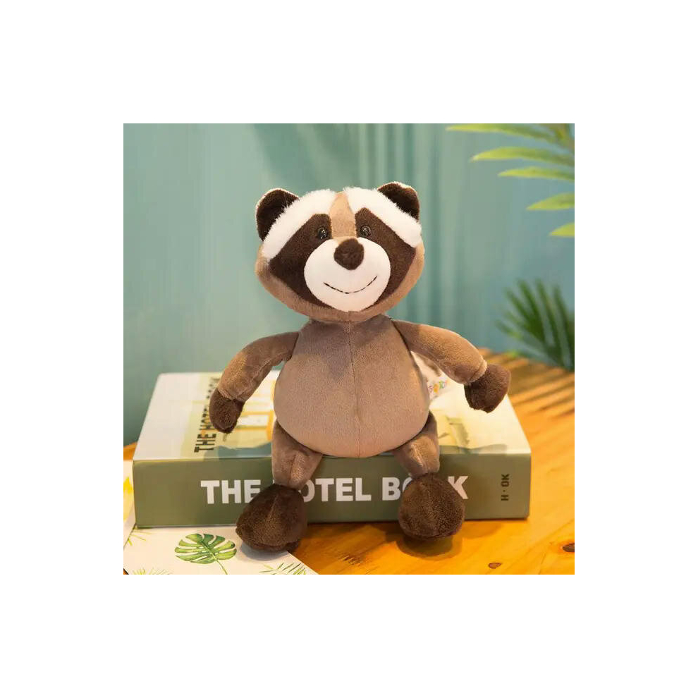 (25cm, raccoon) 25cm Stuffed Lifelike Lion Tiger Elephant Monkey Leopard Giraffe Raccoon Doll Simulation Forest Animals Plush Toys for Kids Gift