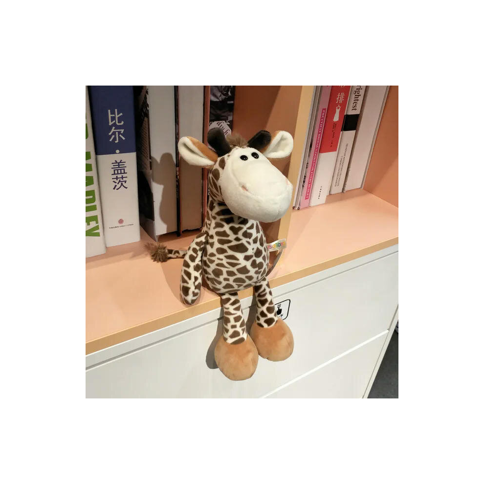 (25cm, giraffe) 25cm Stuffed Lifelike Lion Tiger Elephant Monkey Leopard Giraffe Raccoon Doll Simulation Forest Animals Plush Toys for Kids Gift