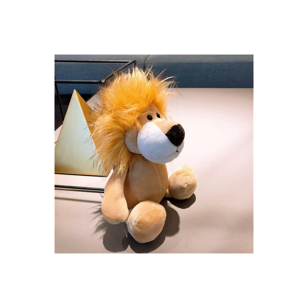 (25cm, lion) 25cm Stuffed Lifelike Lion Tiger Elephant Monkey Leopard Giraffe Raccoon Doll Simulation Forest Animals Plush Toys for Kids Gift