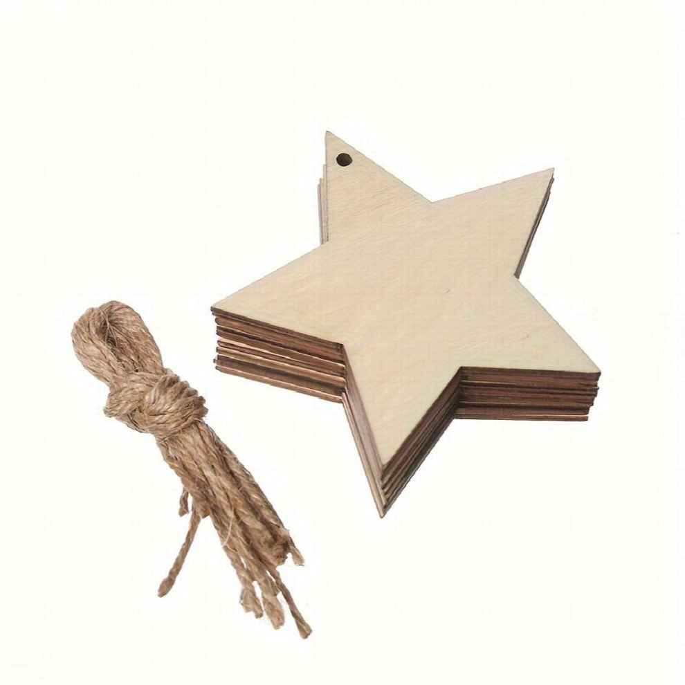 10pcs Natural Wood Assorted Small Pendants DIY Wood Crafts Christmas Wood Chips Home Christmas Tree Ornaments Assorted Varieties With Hemp Rope Easy T-image-OPC-PD7CZSV-NEW