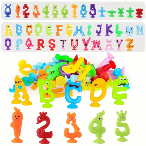 Colorful Numbers Letters Suction Cup Toys For Kids Sensory Sucker Toys ...