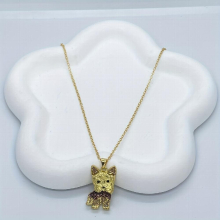 1pc Yorkshire Sparkling Rhinestone Pet Pendant Necklace Creative Dog Animal Jewelry Great Christmas Halloween Thanksgiving Gift