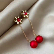 Christmas Snowflake Red Faux Pearl Earrings Retro Party Jewelry Holiday Birthday Christmas Halloween Gift For Women Mom Friends