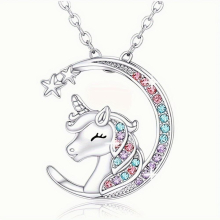 Gorgeous Unicorn Jewelry Set Perfect Gift For Girls Sparkling Colorful Star Crescent Necklace Earrings Ring & Bracelet