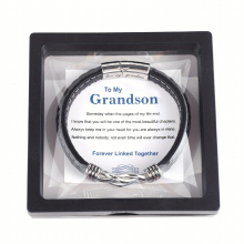 To My Son Bracelet Form Mom Mother And Son Forever Linked Together Braided Leather Bracelet Stainless Steel Knot Bracelet Bangle For Son Graduation Bi