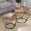 2 x Set Of Round Industrial Look Rustic End Nesting Side End Tables Stools With Crystal shape Metal Frame 4