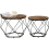 2 x Set Of Round Industrial Look Rustic End Nesting Side End Tables Stools With Crystal shape Metal Frame 6