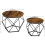 2 x Set Of Round Industrial Look Rustic End Nesting Side End Tables Stools With Crystal shape Metal Frame 2