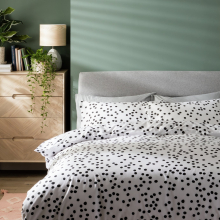 Habitat Cotton Dot Penny White Black Bedding Set - Single