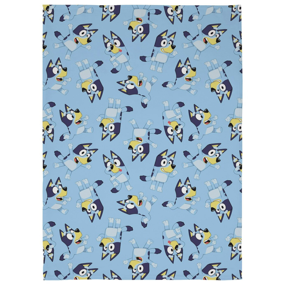 Bluey Kids Heeler Dog Throw - Blue  Yellow - 150X100cm