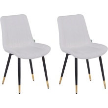 (White) 2 x Faux PU Leather Accent Padded Cushioned Dining Office Living Room Chairs With Chrome Legs In 4 Colours