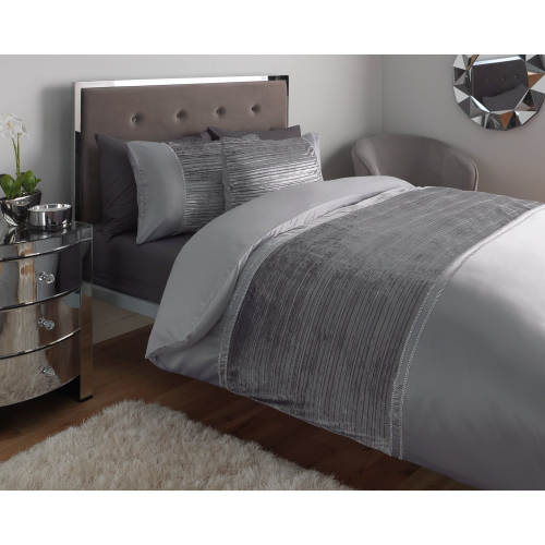 Argos Home Sparkle Velvet Grey Bedding Set - Single