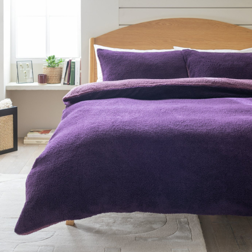 Argos Home Double Sided Fleece Purple Bedding Set - Single 1