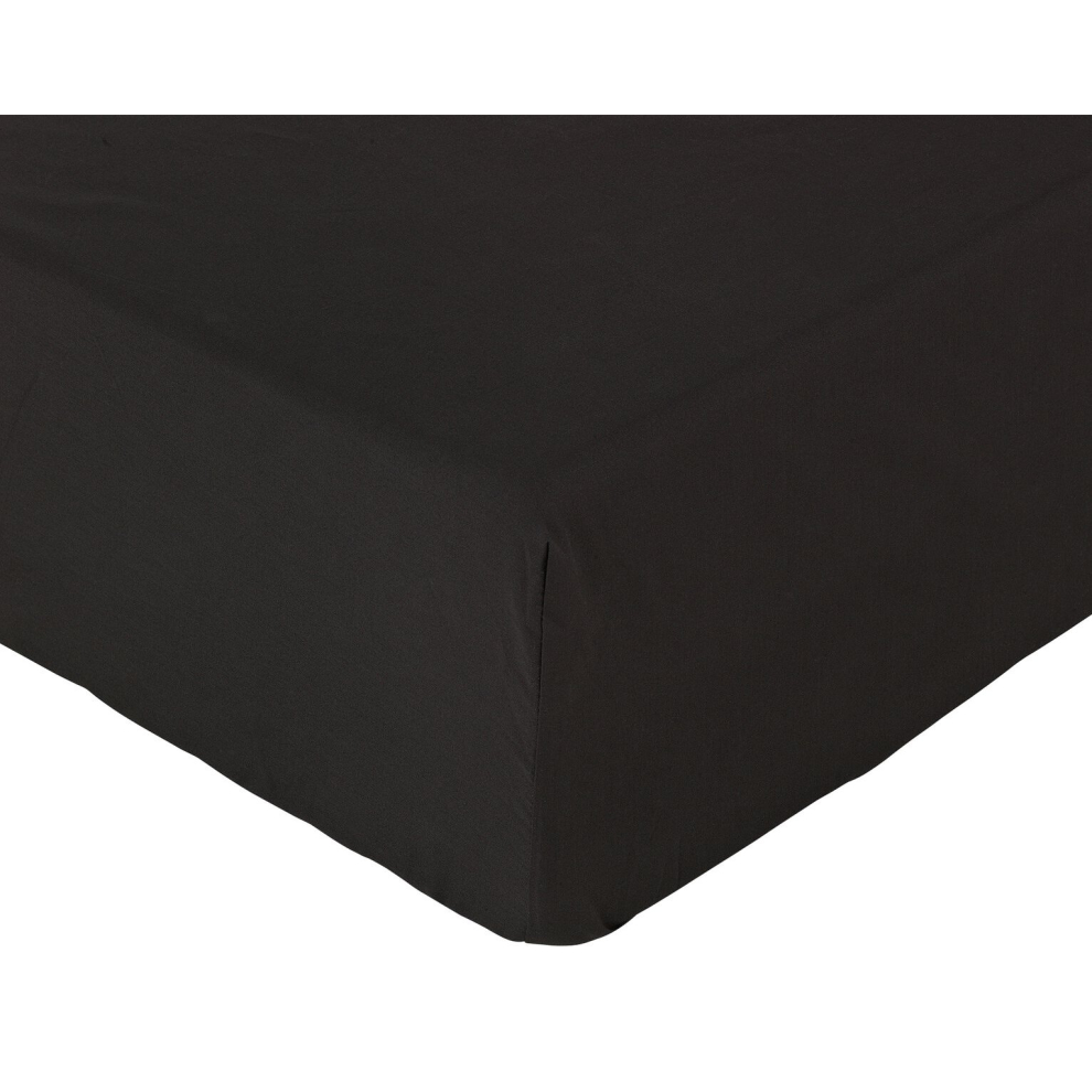 Habitat Cotton Rich 180 TC Plain Black Fitted Sheet - Single-image-OPC-PD7DTGZ-NEW