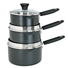 Argos Home 3 Piece Aluminium Pan Set - Black
