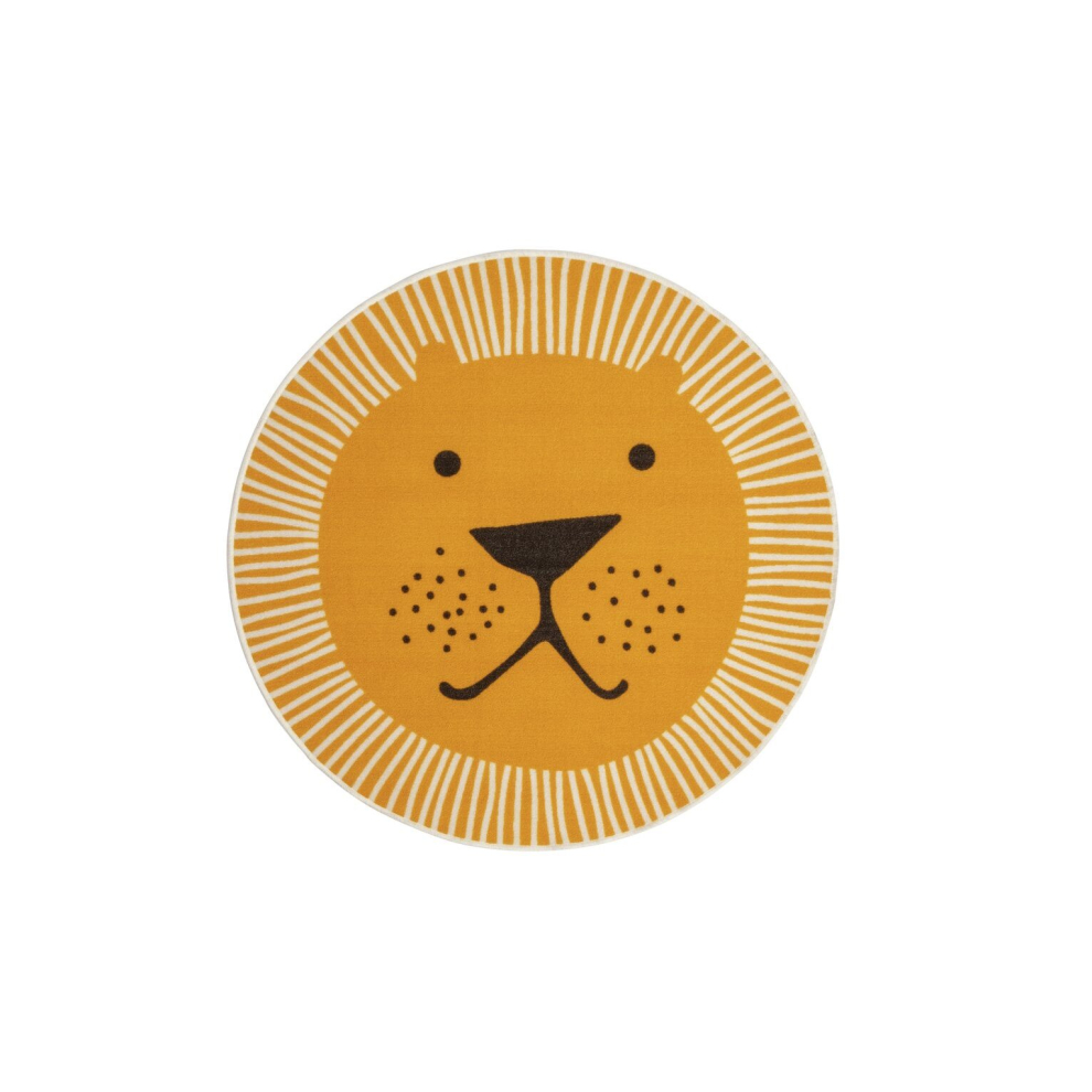 Kids Lion Face Circle Rug - 100X100cm Yellow Habitat