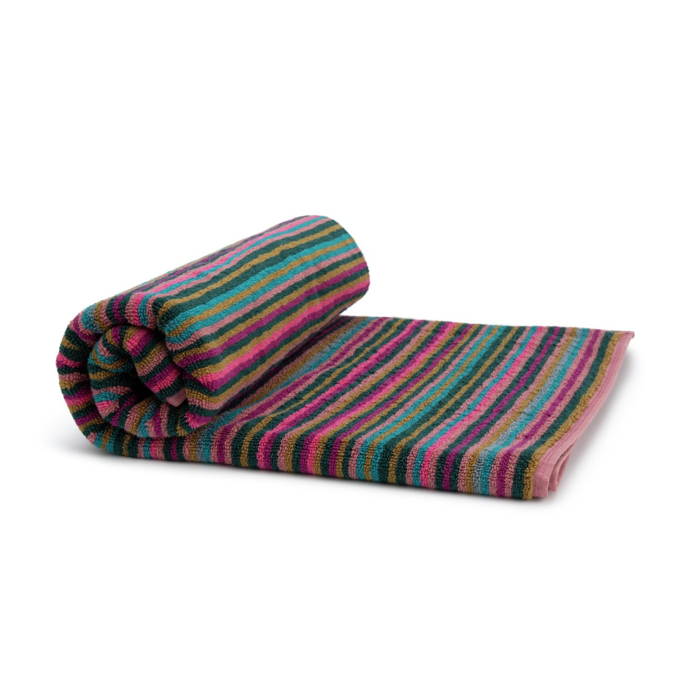 Habitat Cotton Skinny Bright Stripe Hand Towel-Multicoloured