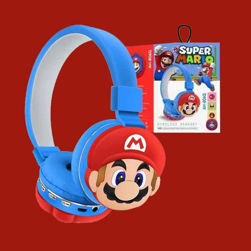 Super Mario Headphones Bluetooth Wireless On-Ear Kid's Cute Headset Earphones