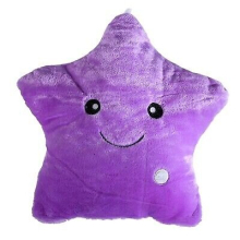 (Purple) 34 cm LED Luminous Light Up Pillow Smile Star Glow Plush Waist Cushion