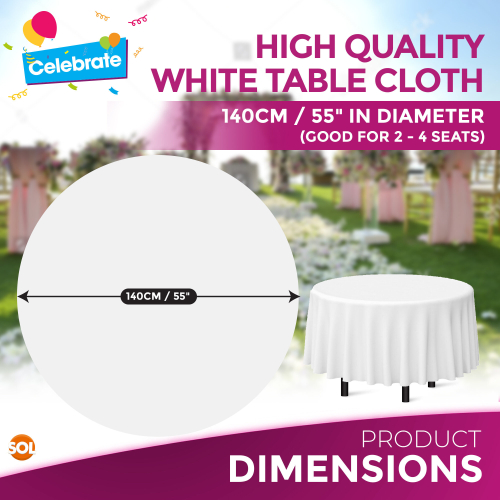 SOL 3 White Plastic Table Covers Round Tablecloth Disposable Party Cloth 1