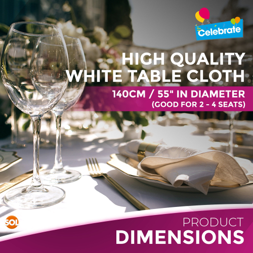 SOL 3 White Plastic Table Covers Round Tablecloth Disposable Party Cloth 2